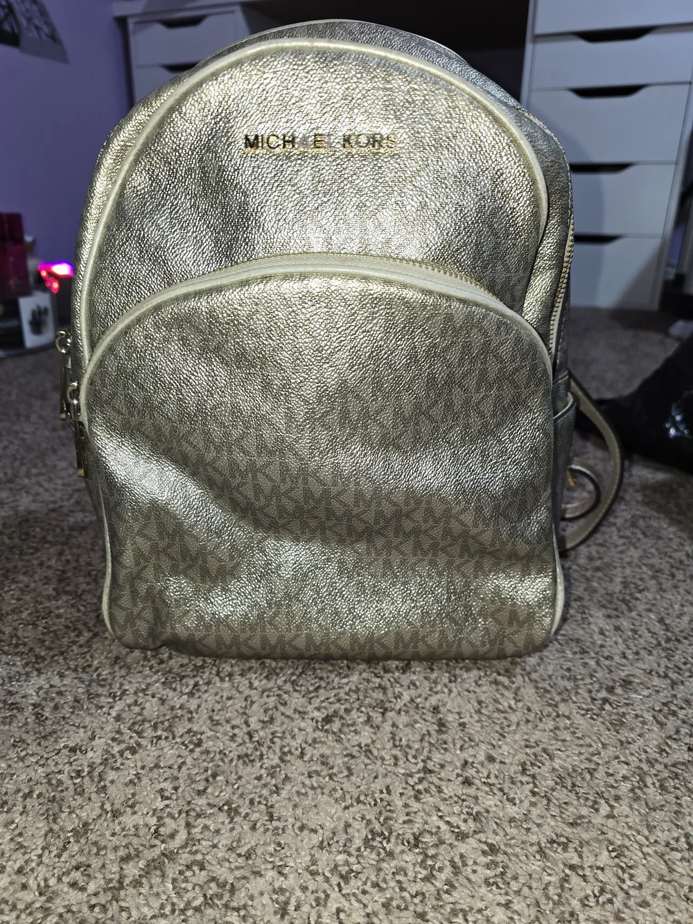Michael Kors Metallic Gold Signature Mini Backpack